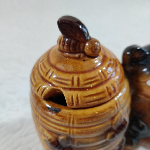 Bear And Beehive Honey Pot Ceramic Jar Vintage Mid Century Made In Japan - Picture 4 of 11
